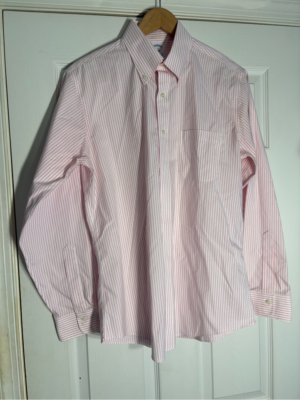 Brooks Brothers Light Pink & White Stripe Button-Down Dress Shirt